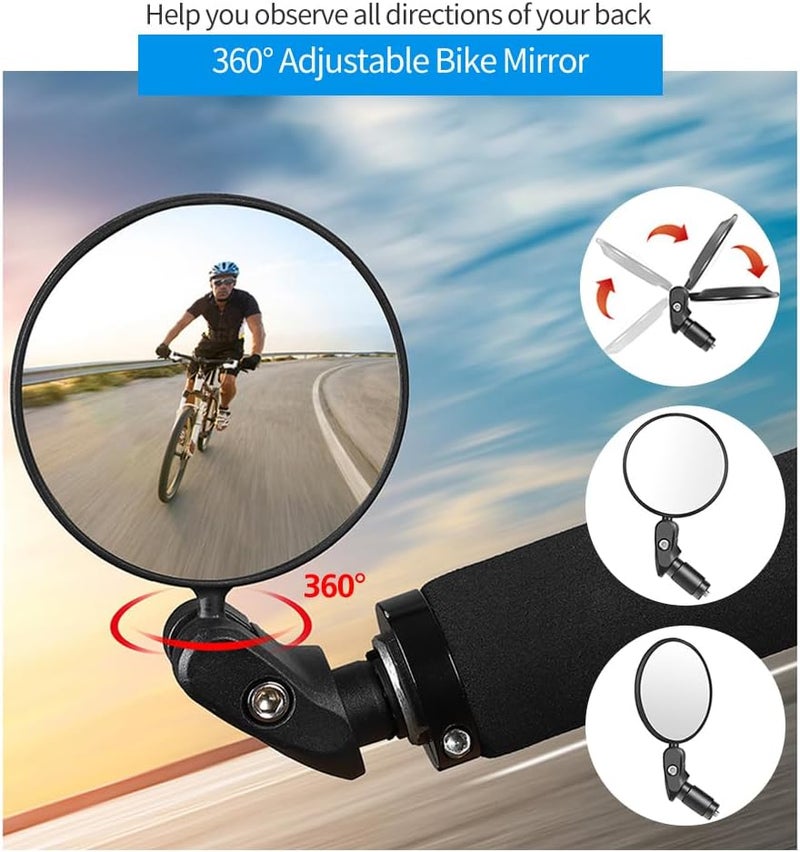 Ruby Q Handlebar Bike Mirrors, 2pcs Bicycle Rearview Mirror Set, Adjustable Handlebar Mounted Convex Mirror with Allen Wrench, for Mountain Road Bikes - Image 4